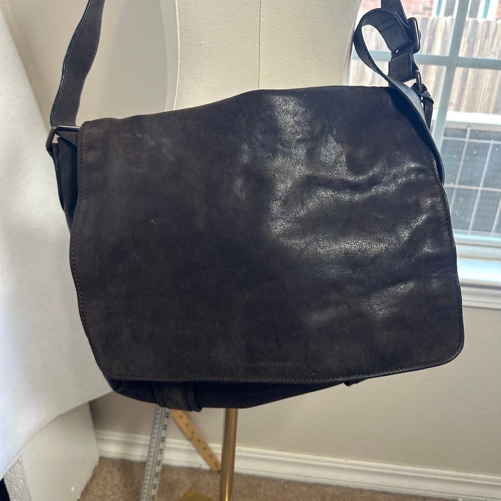 Frye Logan Messenger Bag Dark Brown Leather Crossbody Satchel Laptop Bag